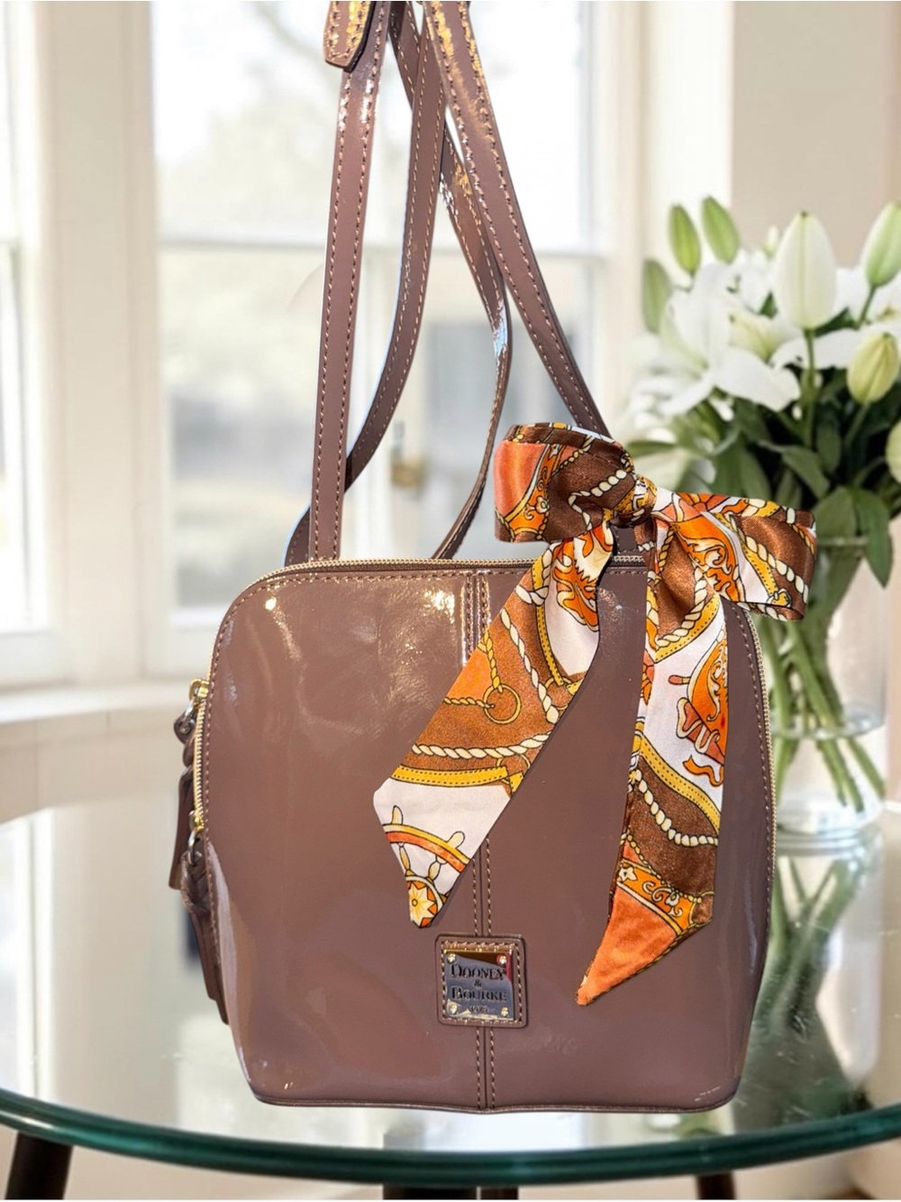 Dooney & Bourke Trixie Patent Leather Crossbody Bag - Brown
